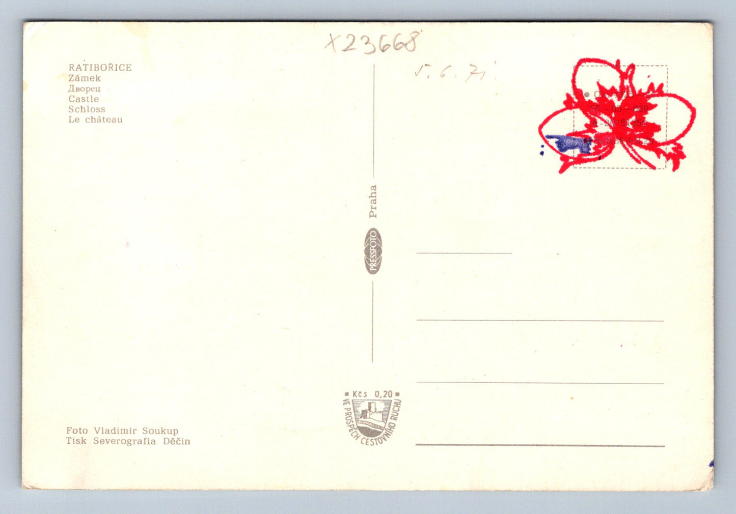 Postcard RATIBOŘICE - CASTLE (X23668)