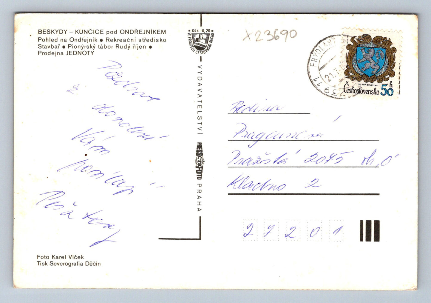 Postcard BESKY MOUNTAINS - KUNČICE POD ONDŘEJNÍKEM (X23690)