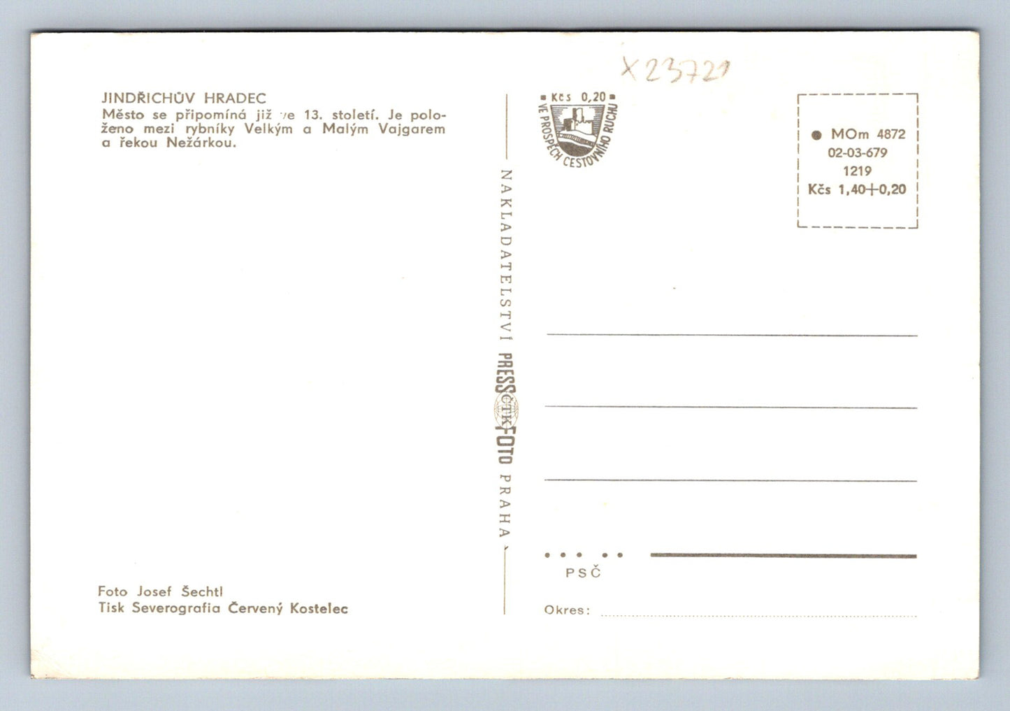 Postcard JINDŘICHŮV HRADEC (X23721)