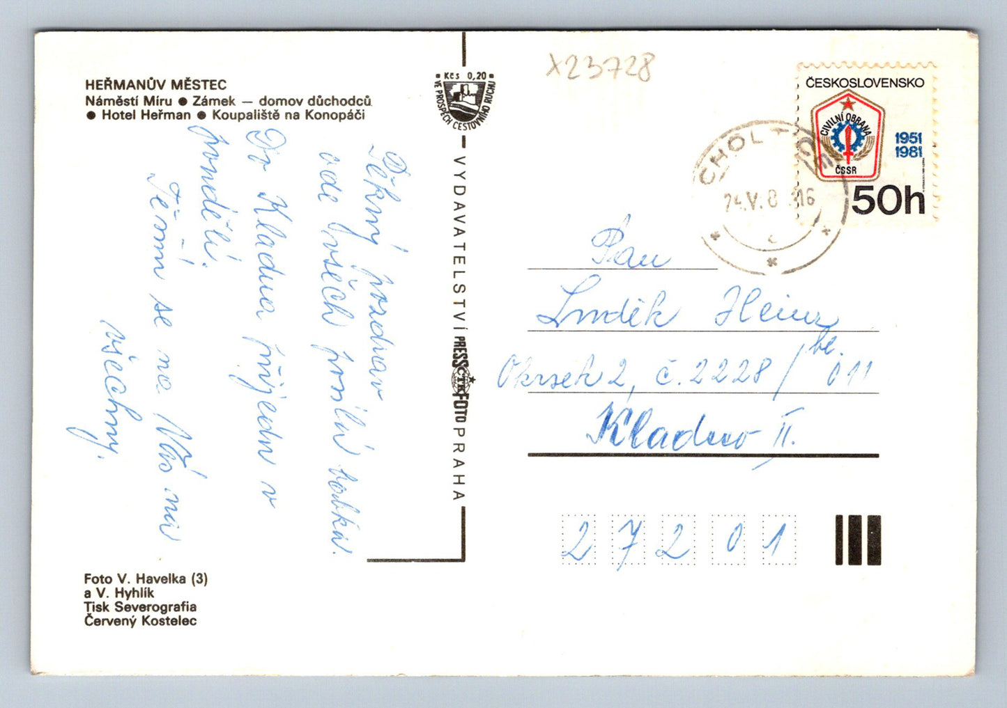 Postcard HEŘMANŮV MĚSTEC (X23728)