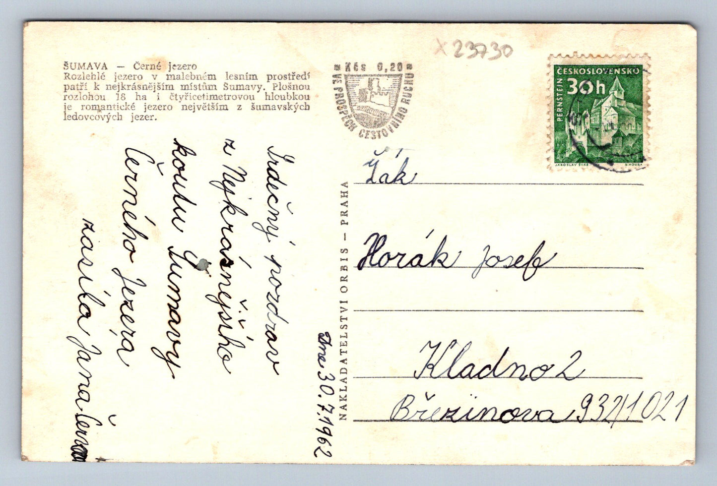 Postcard ŠUMAVA (X23730)