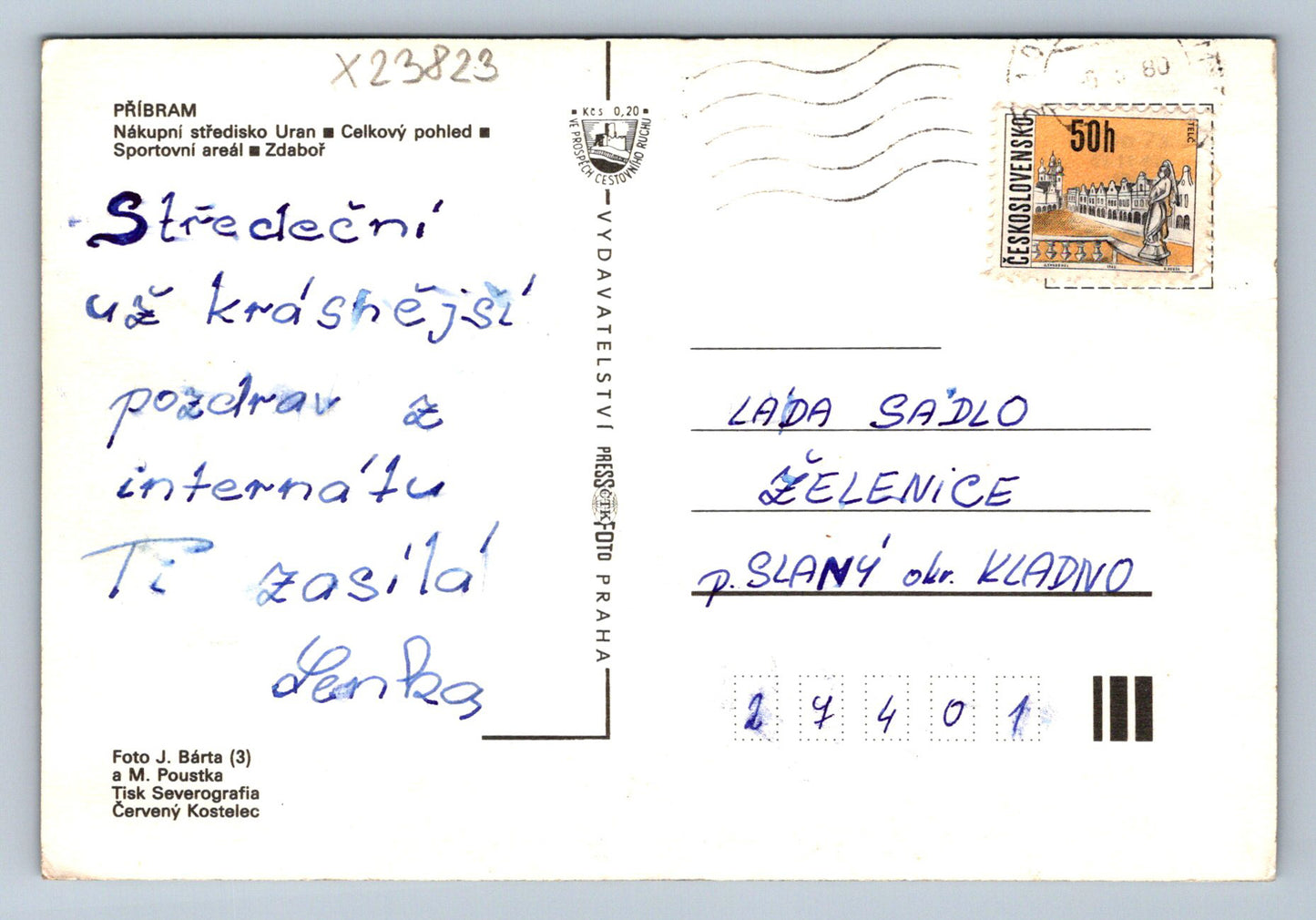 Postcard PRIBRAM (X23823)
