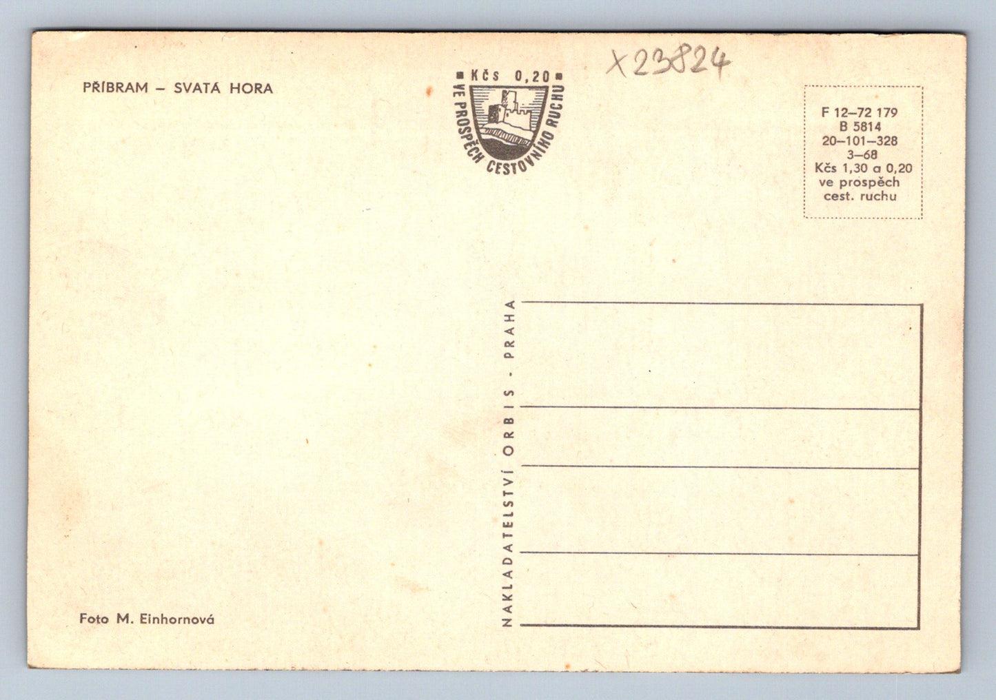 Postcard PŘÍBRAM SVÁTÁ HORA (X23824)