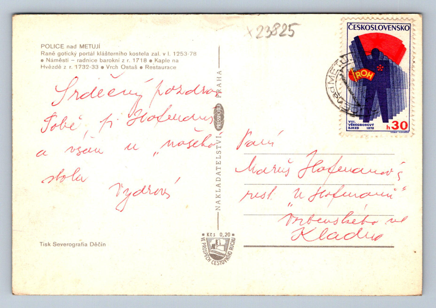 Postcard POLICE ABOVE METUJÍ (X23825)