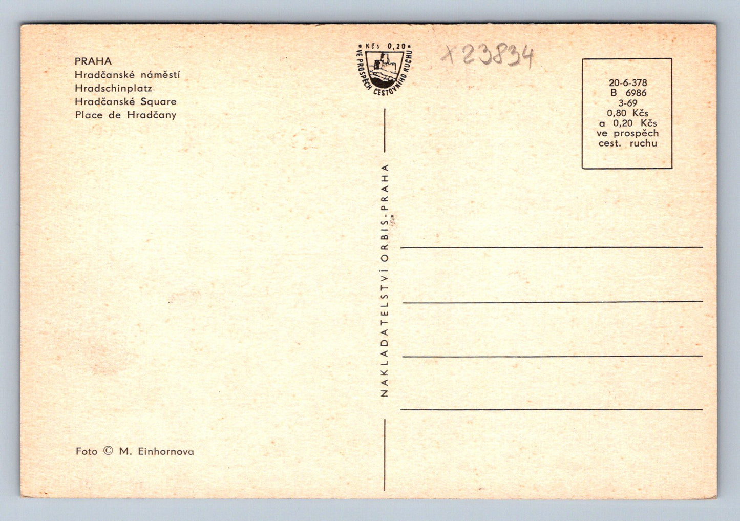 Postcard PRAGUE - HRADČANSKÉ NÁMĚSTÍ (X23834)