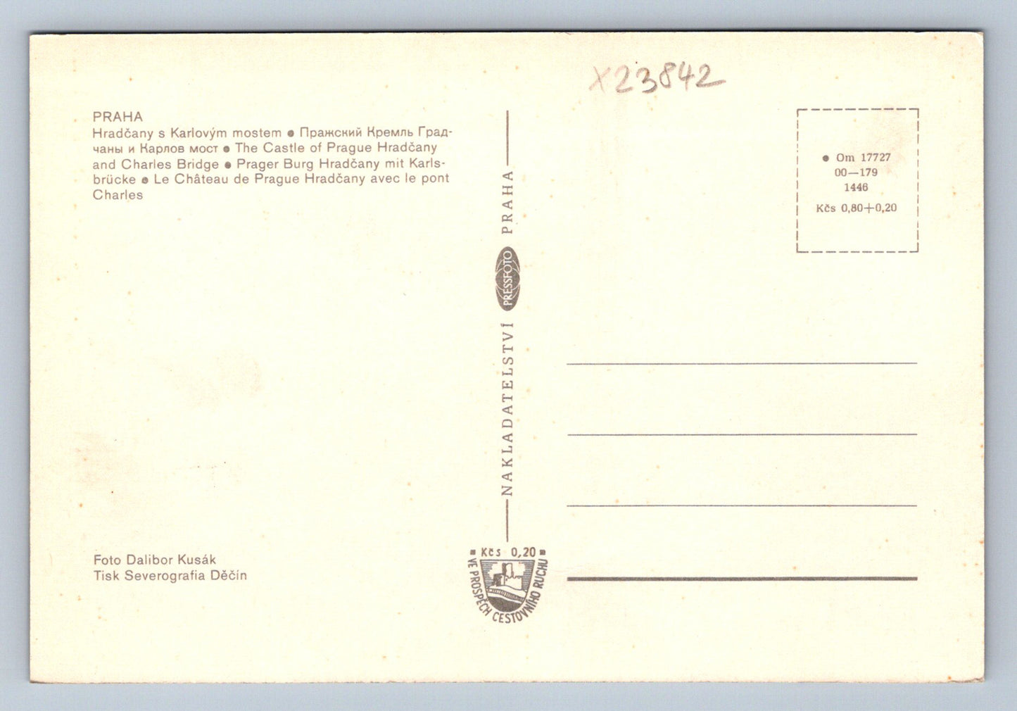 Postcard PRAGUE HRADČANY WITH CHARLES BRIDGE (X23842)