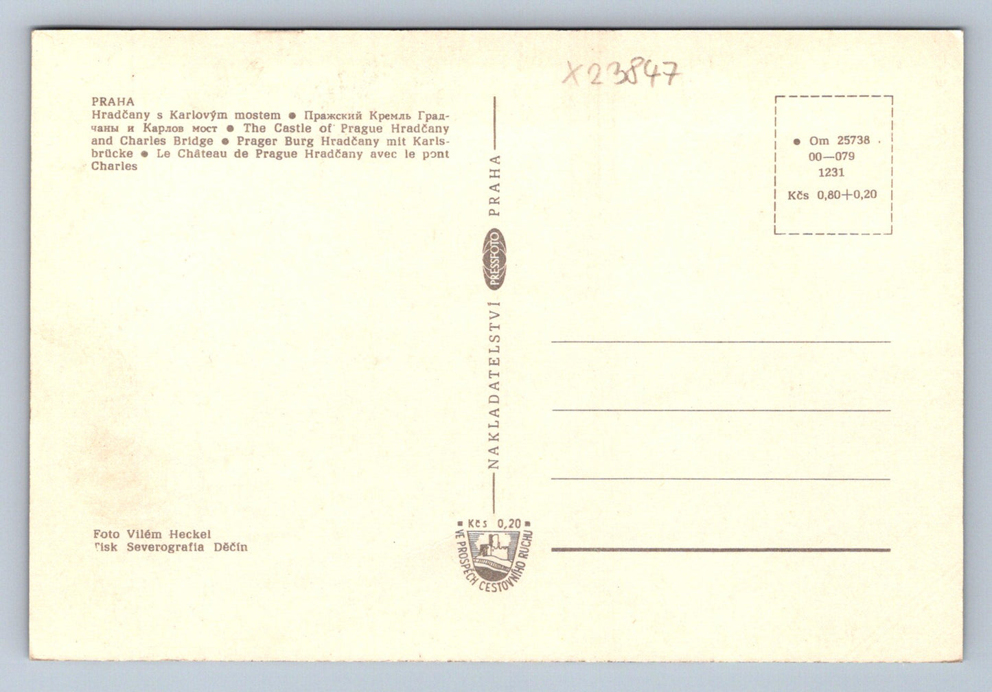 Postcard PRAGUE HRADČANY WITH CHARLES BRIDGE (X23847)