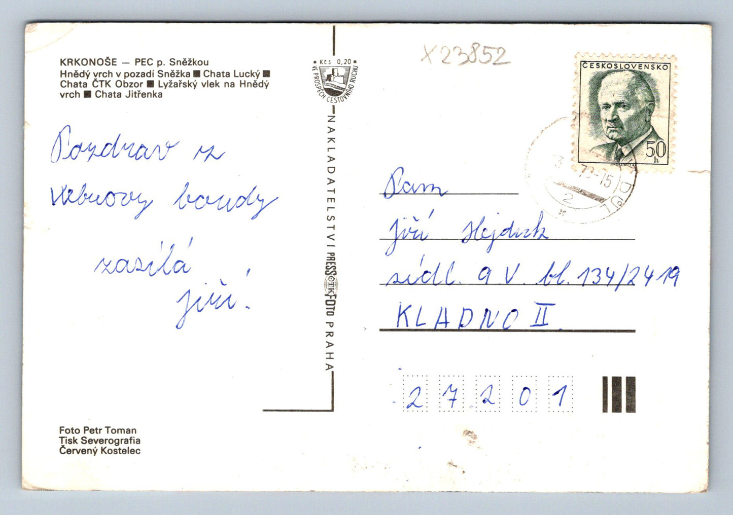 Pohlednice KRKONOŠE - PEC POD SNĚŽKOU (X23852)