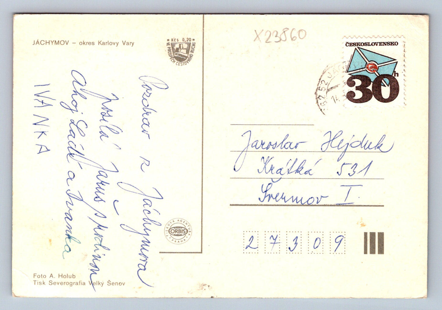 Pohlednice JÁCHYMOV - OKRES KARLOVY VARY (X23860)