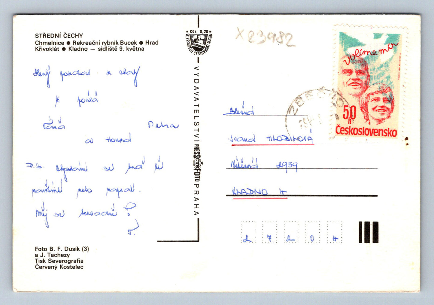 Pohlednice STŘEDNÍ ČECHY (X23982)