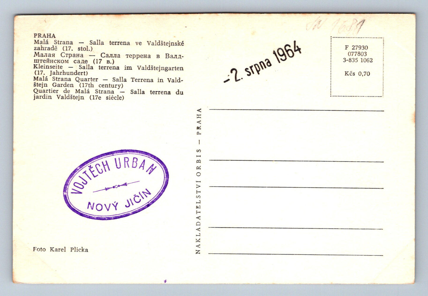 Postcard Prague Small Side (JN1681)