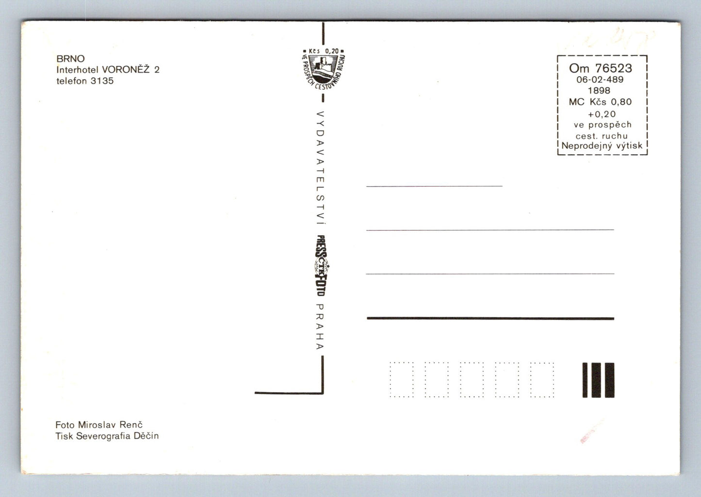 Postcard Brno Interhotel Voronež 2 (JN1758)