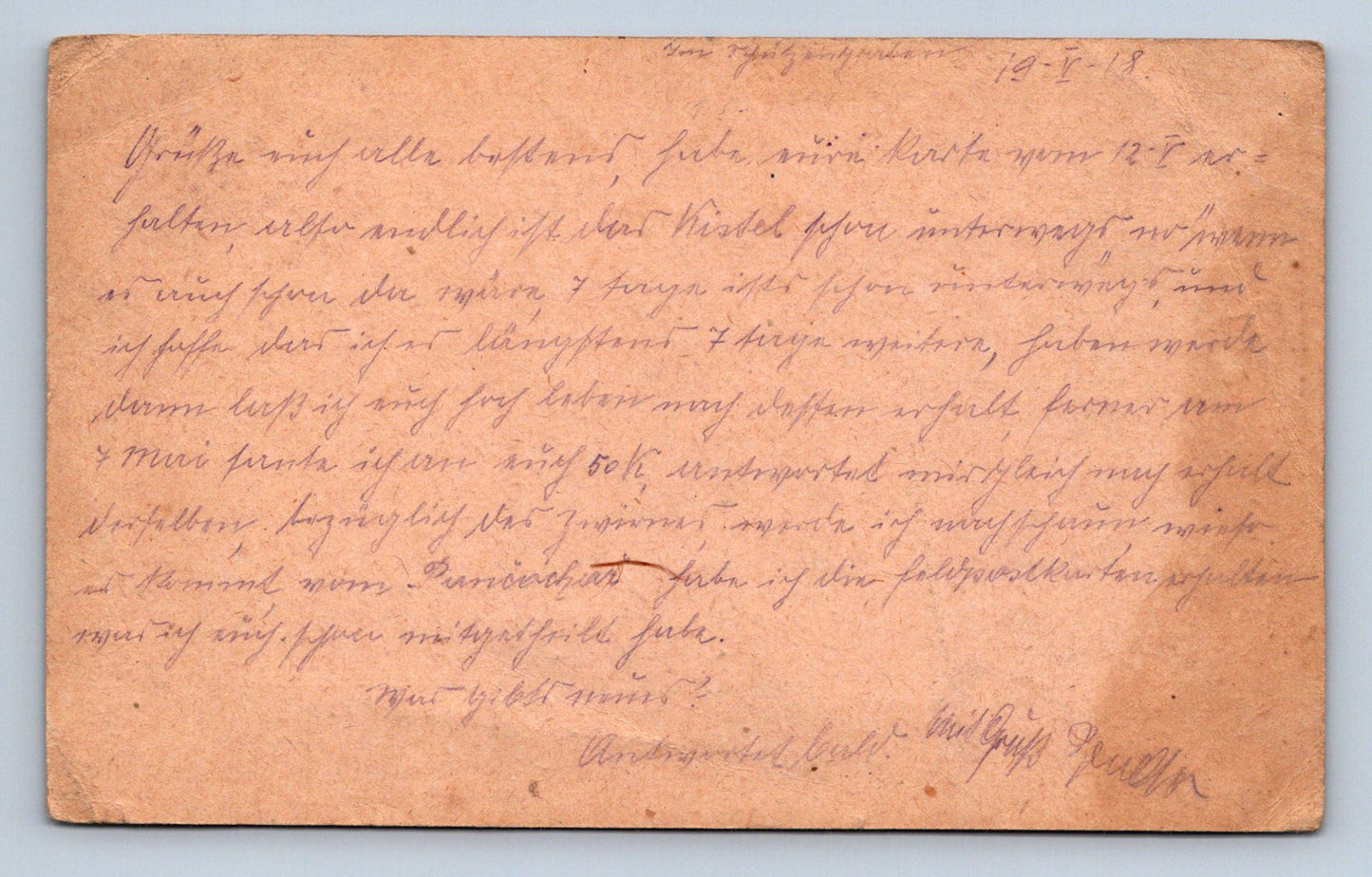 Pohlednice Psaný pohled fialové razítko Infanterie (JN1838)