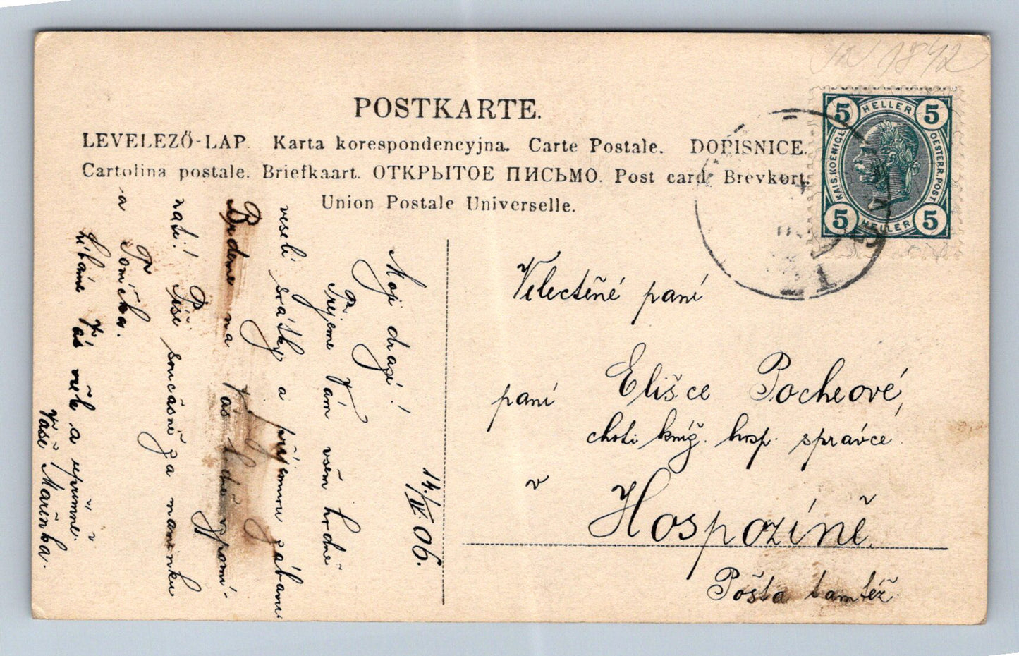 Pohlednice veselé Velikonoce dáma s vejcem Levelezzö lap (JN1842)