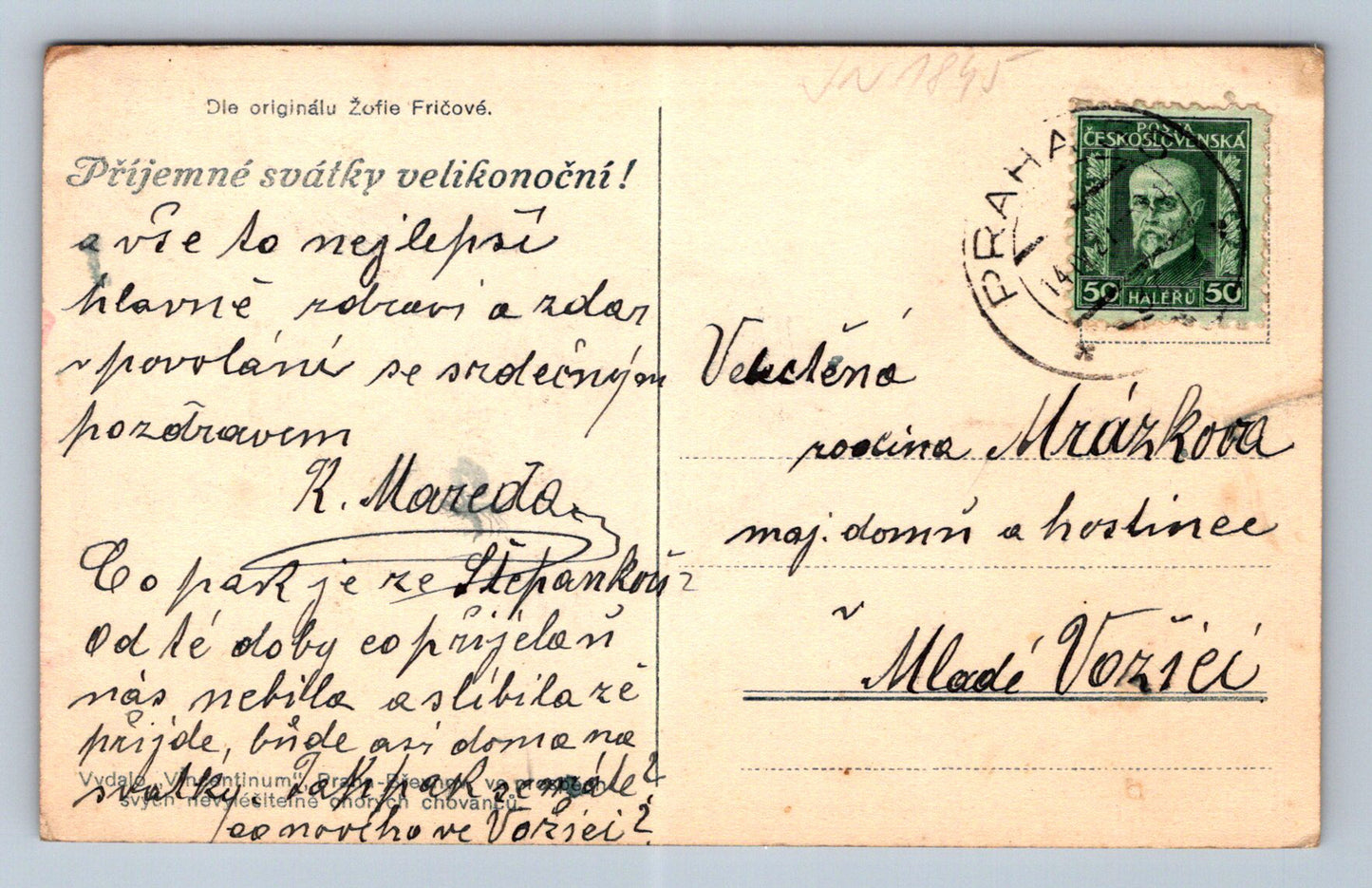 Pohlednice Dítě s kočičkou dle orig. Žofie Fričové (JN1845)