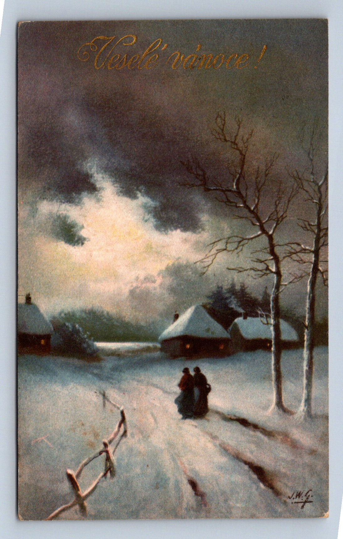 Pohlednice Veselé Vánoce razítko Ledec nad Sázavou (JN1853)