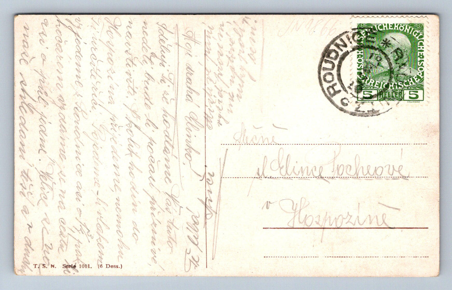 Postcard Fishermen on a boat, postmark Roudnice (JN1866)