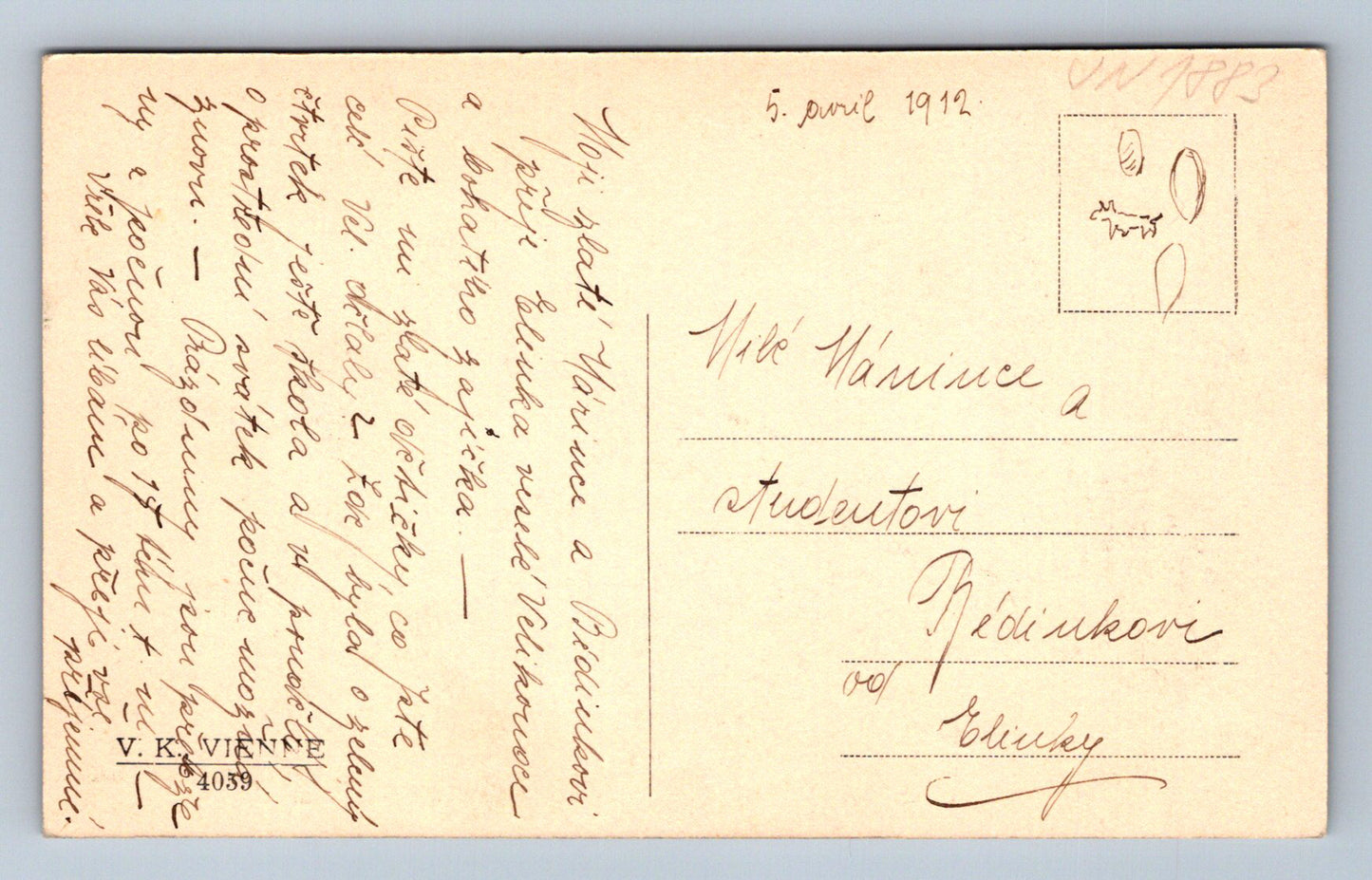 Pohlednice Líbající se děti Joyeuses Paques (JN1883)