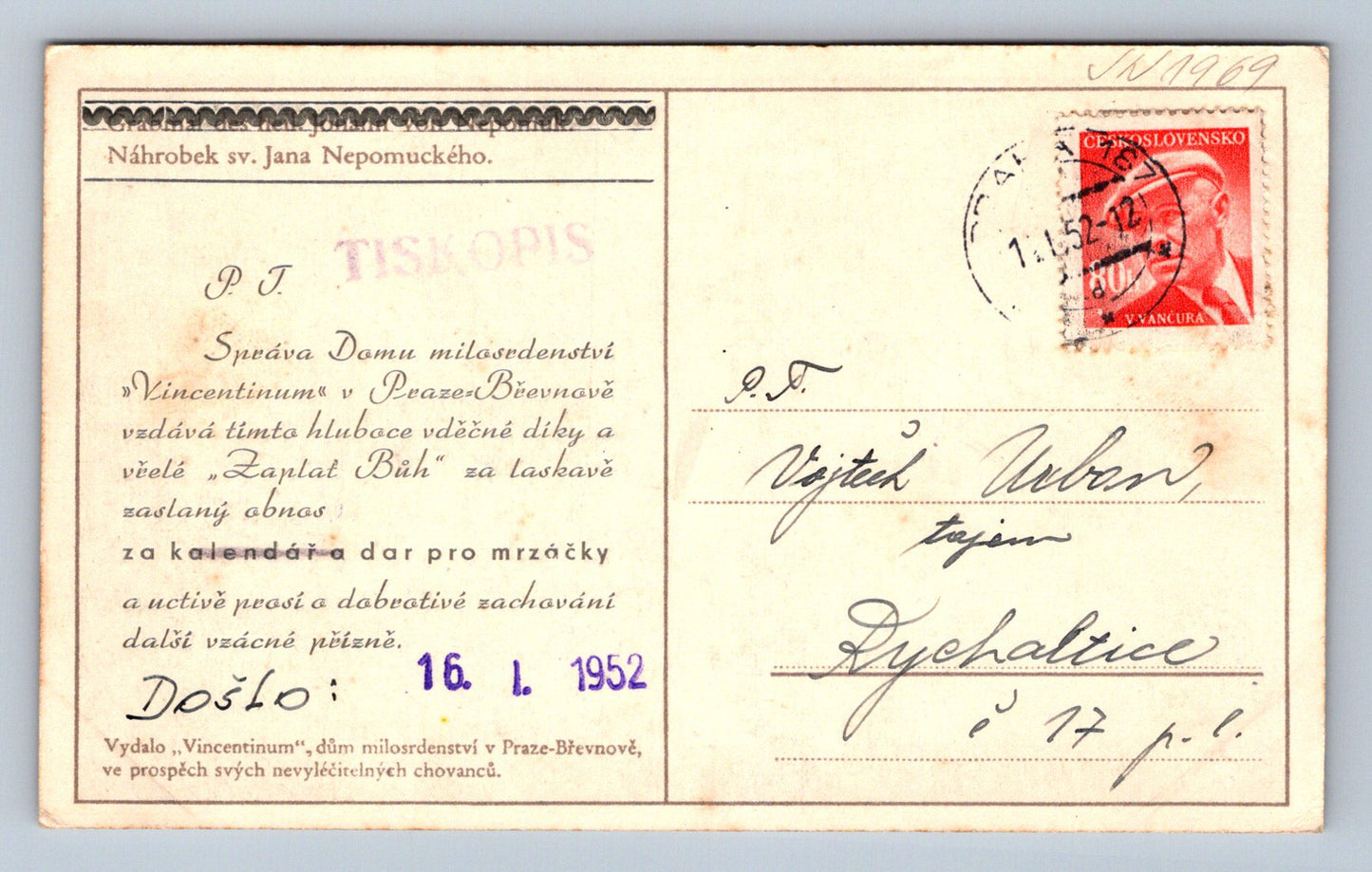 Postcard Tombstone of St. John of Nepomuk (JN1969)