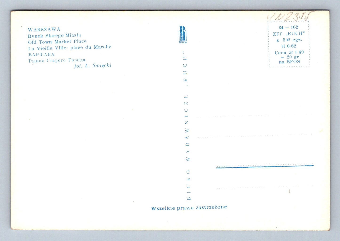 Postcard Warszawa Rynek Starego Miasta (JN2355)