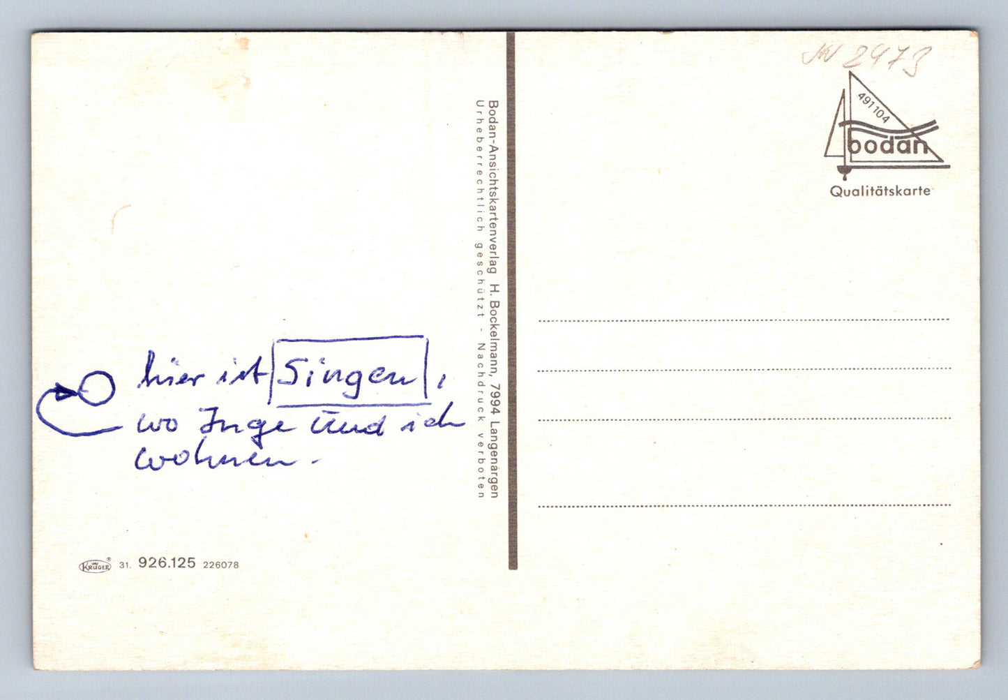 Pohlednice Bodensee Souvenir vom Bodensee (JN2473)