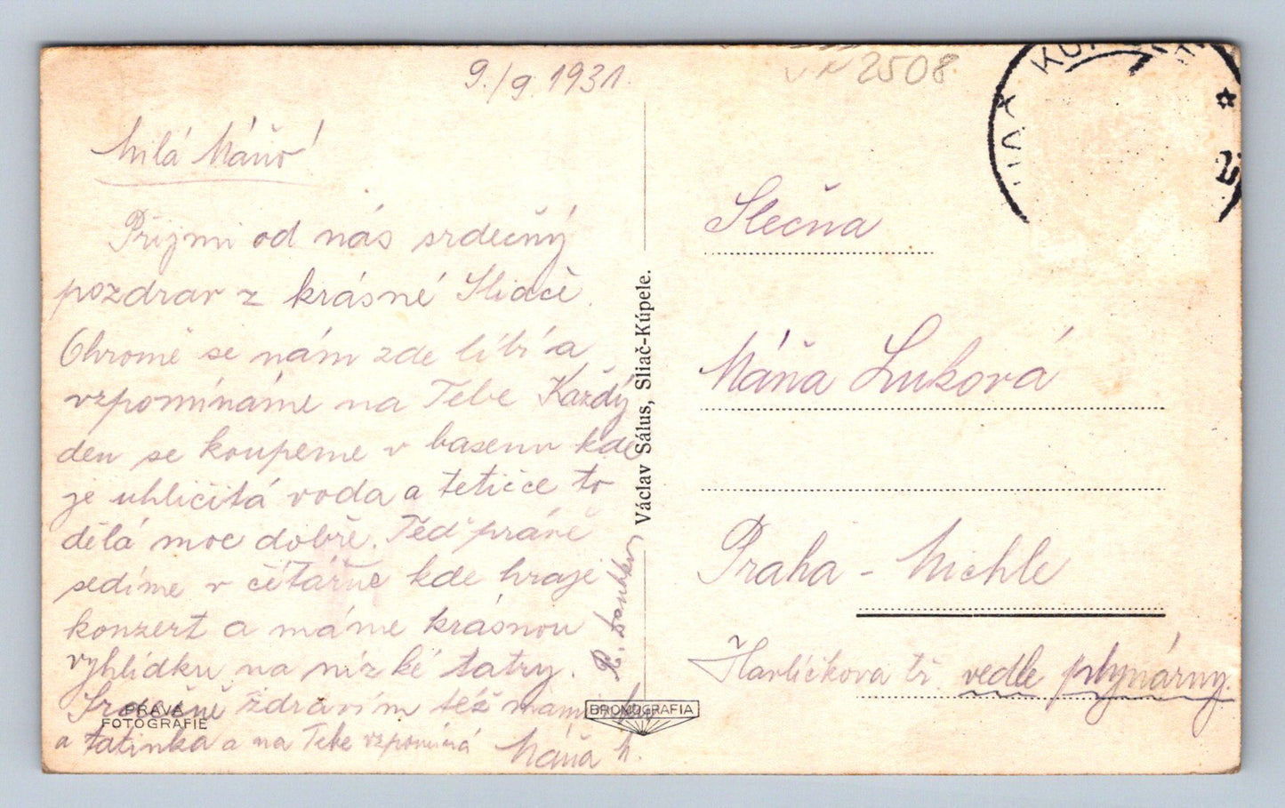 Postcard Sliač. Spa (JN2508)