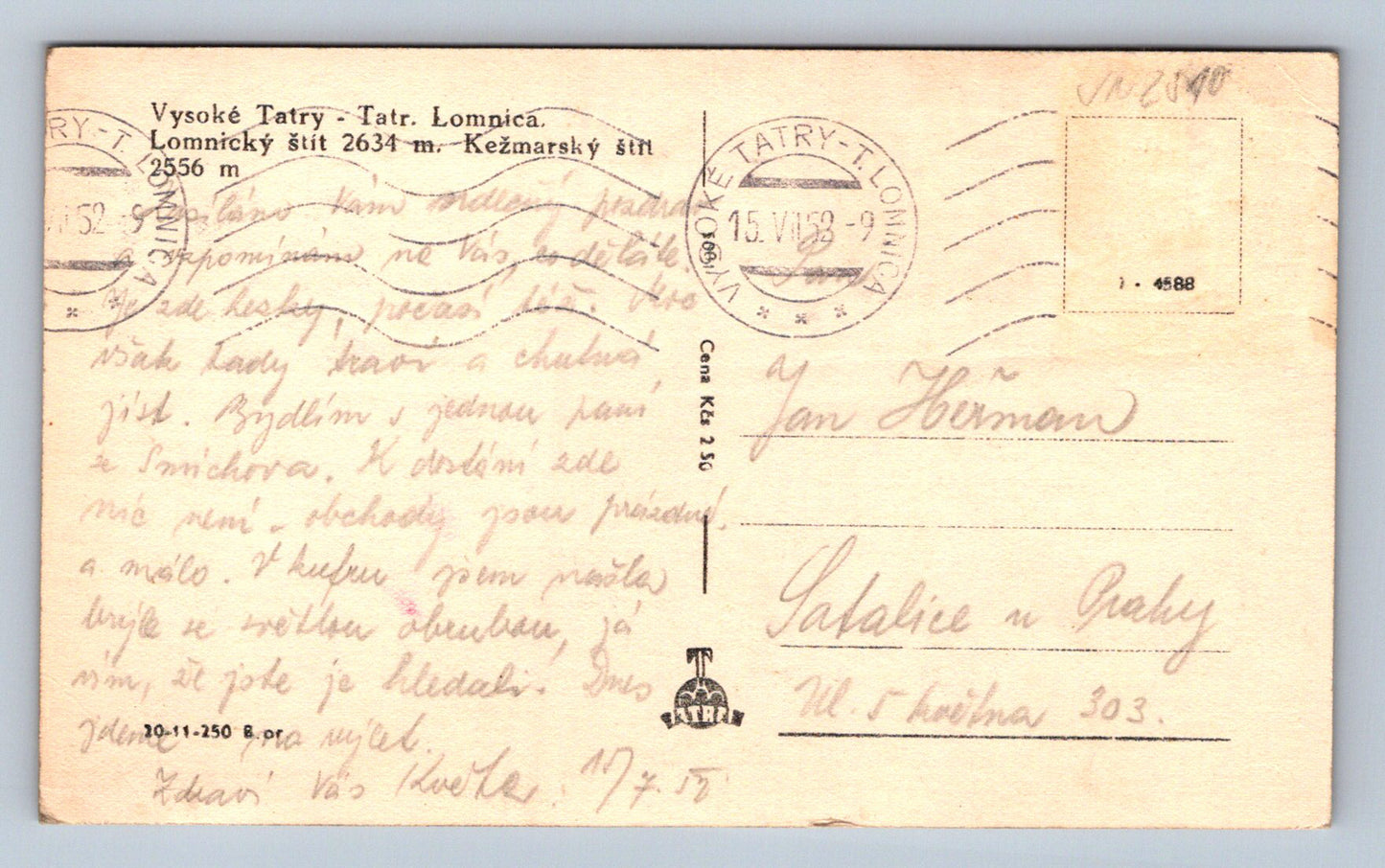 Pohlednice Vysoké Tatry Tatranská Lomnica (JN2510)