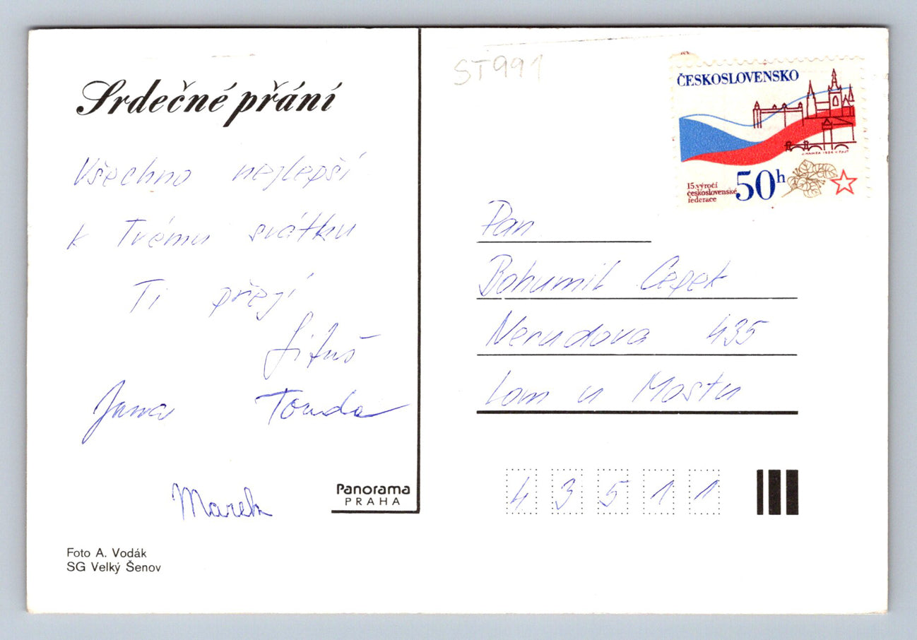 Pohlednice SRDEČNÍ PŘÁNÍ (ST991)