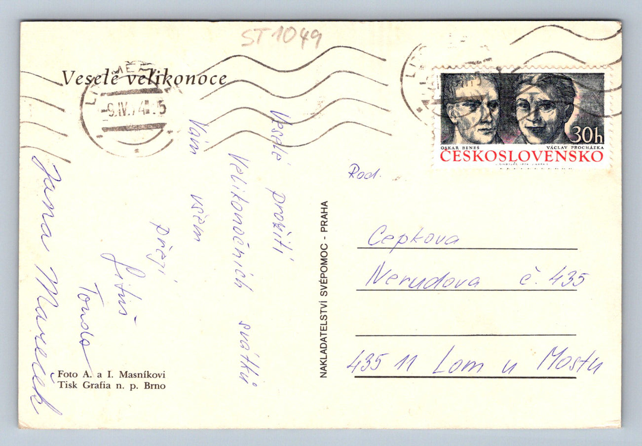 Pohlednice VESELÉ VELIKONOCE (ST1049)