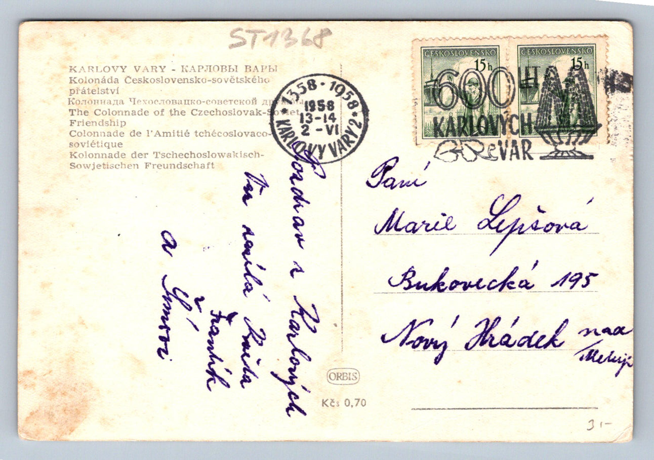 Pohlednice KARLOVY VARY (ST1368)