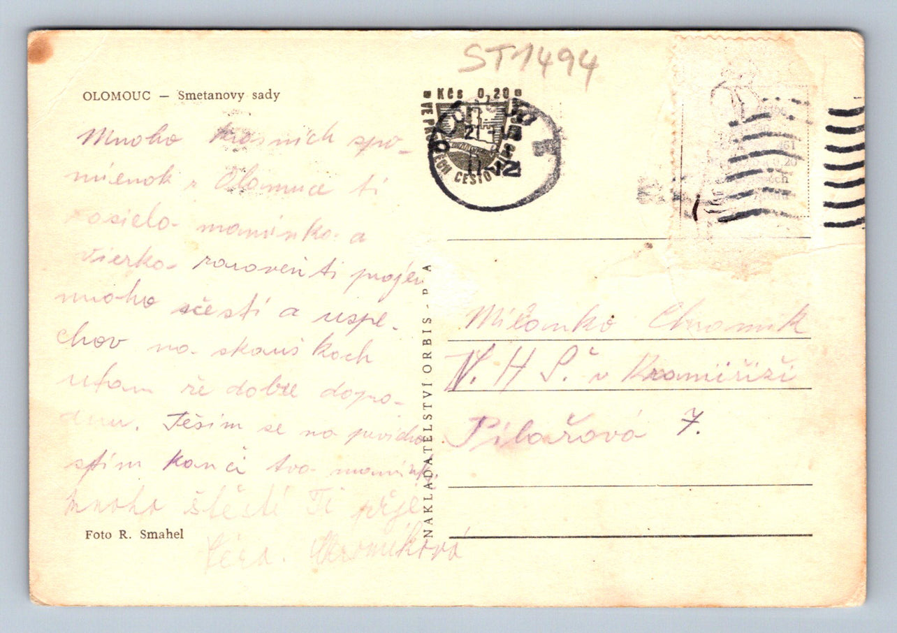 Pohlednice OLOMOUC - SMETANOVY SADY (ST1494)