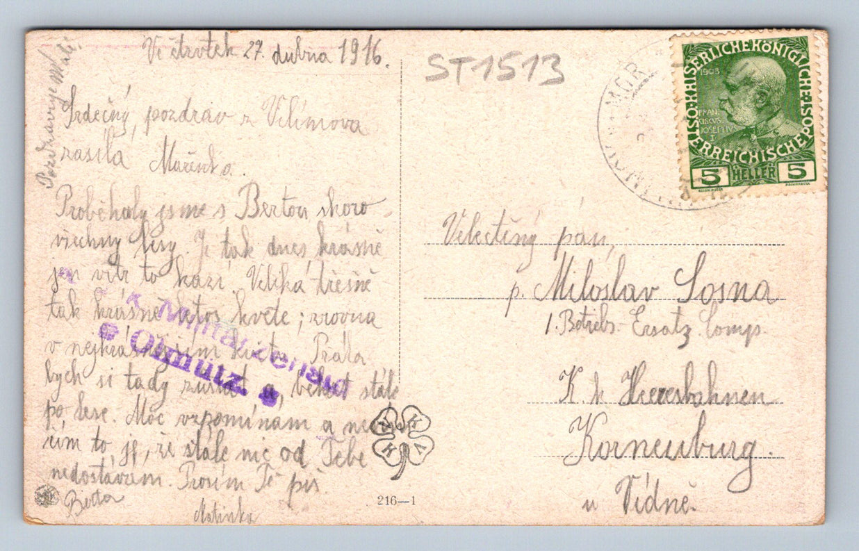 Pohlednice LÁSKU JSME SI PŘÍSAHALI SLOVO JSME SI NAVŽDY DALI (ST1513)