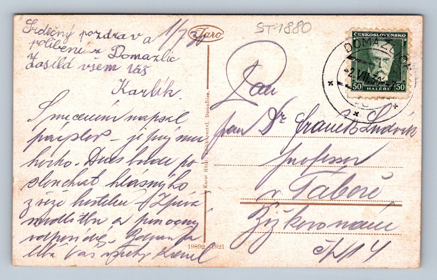 Pohlednice DOMAŽLICE - NÁMĚSTÍ (ST1880)