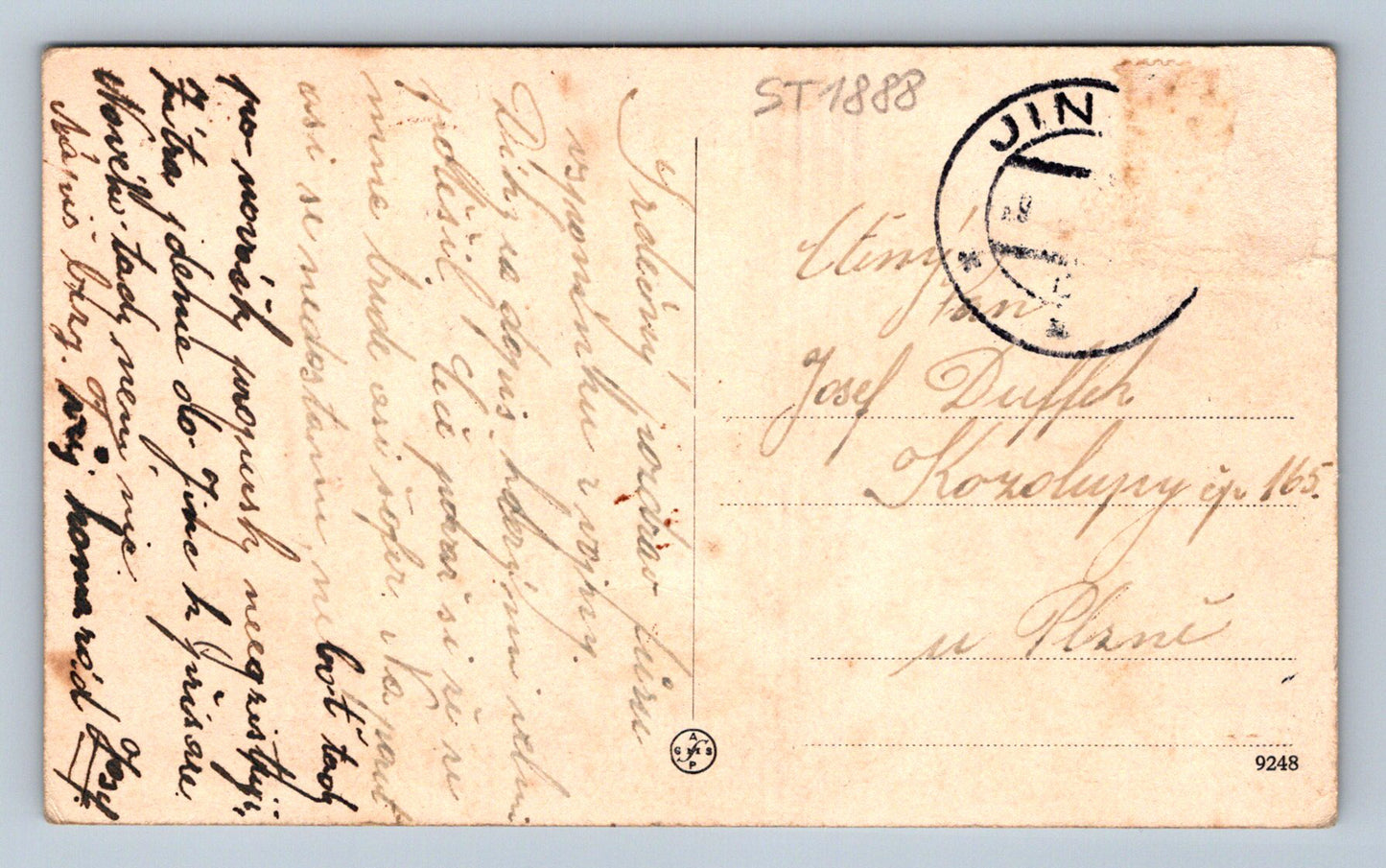 Pohlednice POZDRAV Z JINCŮ - KOLÁŽ (ST1888)