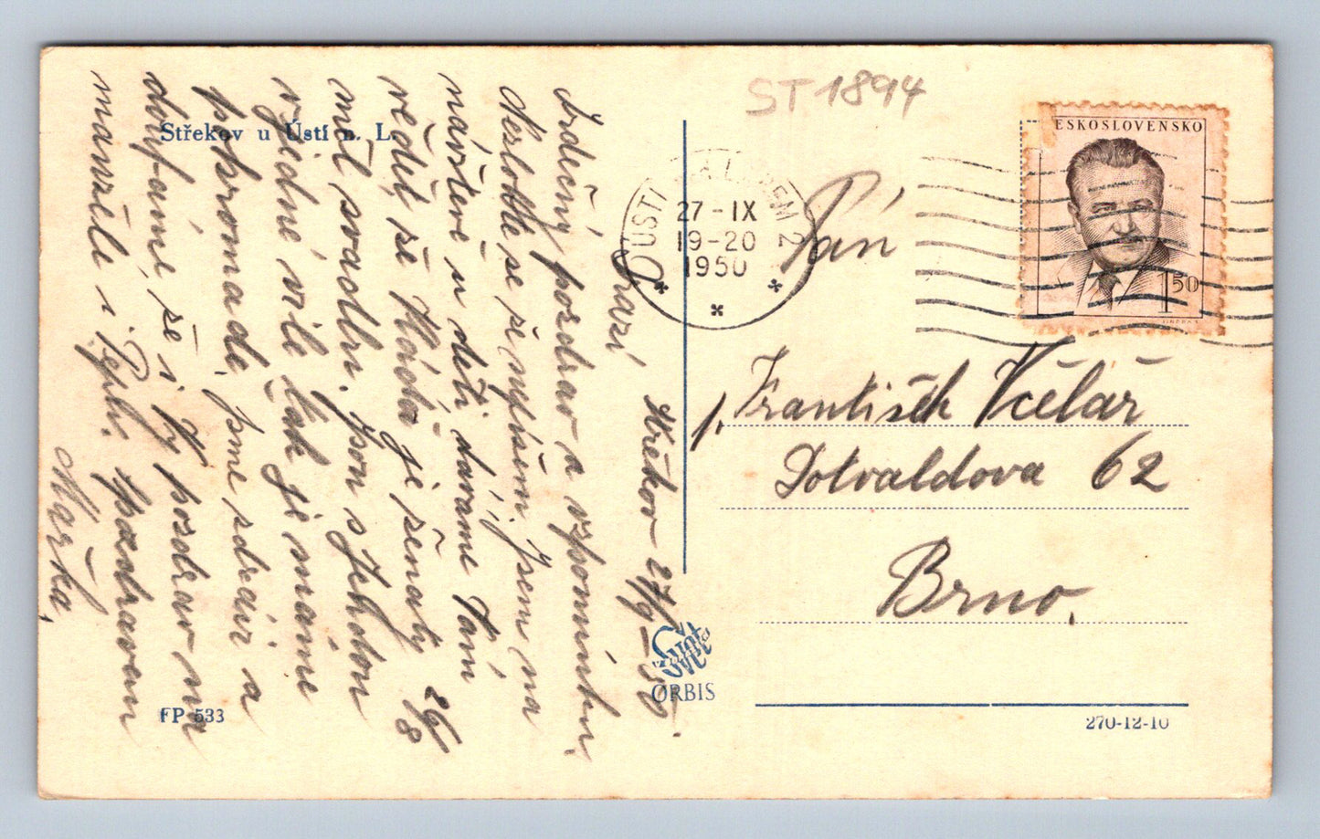 Pohlednice SŘEKOV U ÚSTÍ NAD LABEM (ST1894)