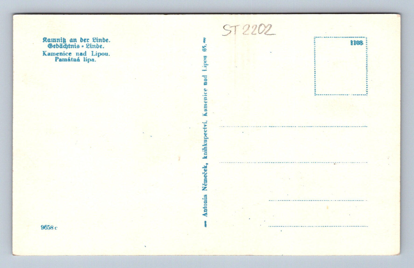 Postcard KAMENICE NAD LIPNOU (ST2202)