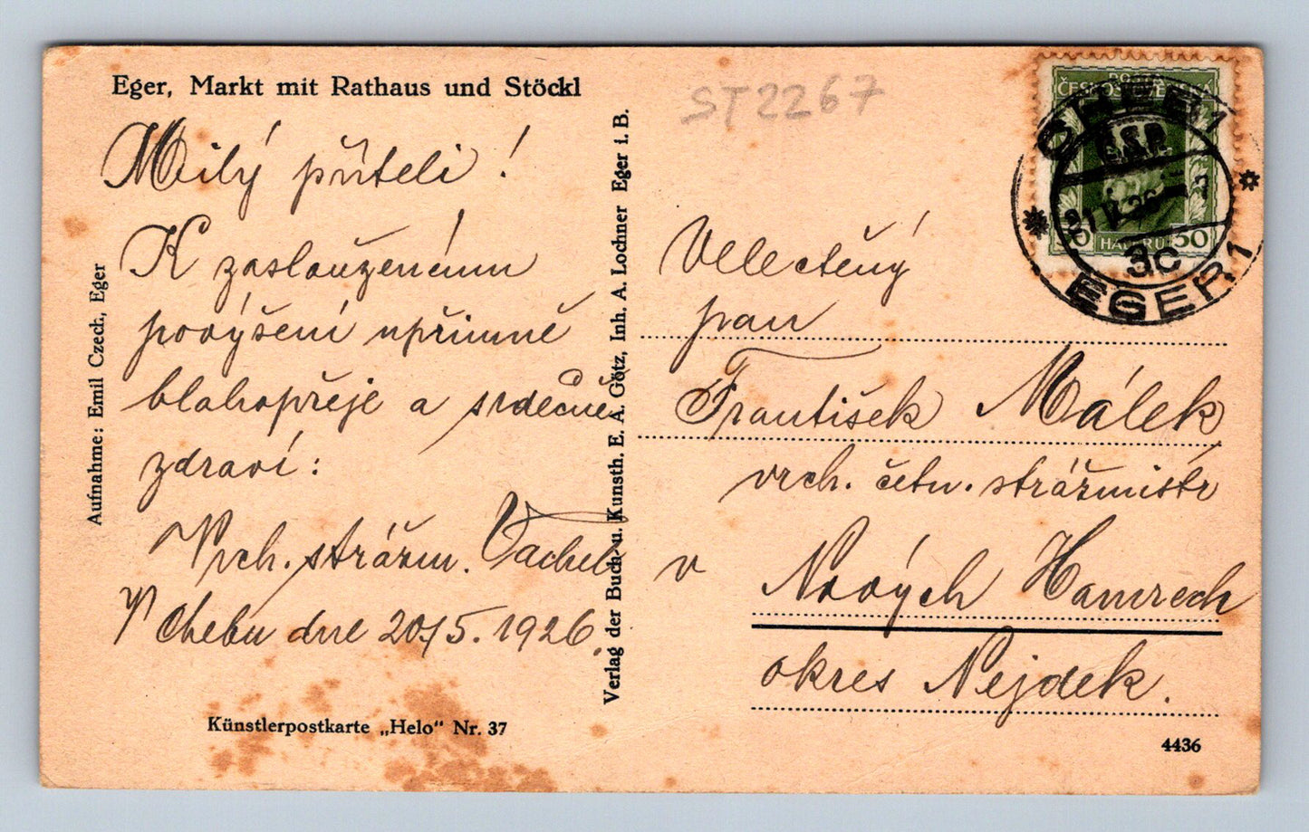 Pohlednice EGER (ST2267)