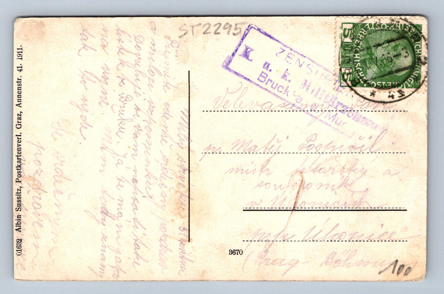 Pohlednice BRUCK .A. M. FELDPOST K.U.K (ST2295)