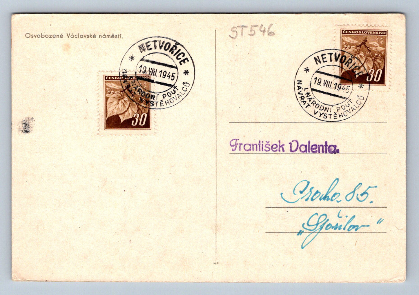 Pohlednice OSVOBOZENÉ VÁCLAVSKÉ NÁMĚSTÍ (ST546)