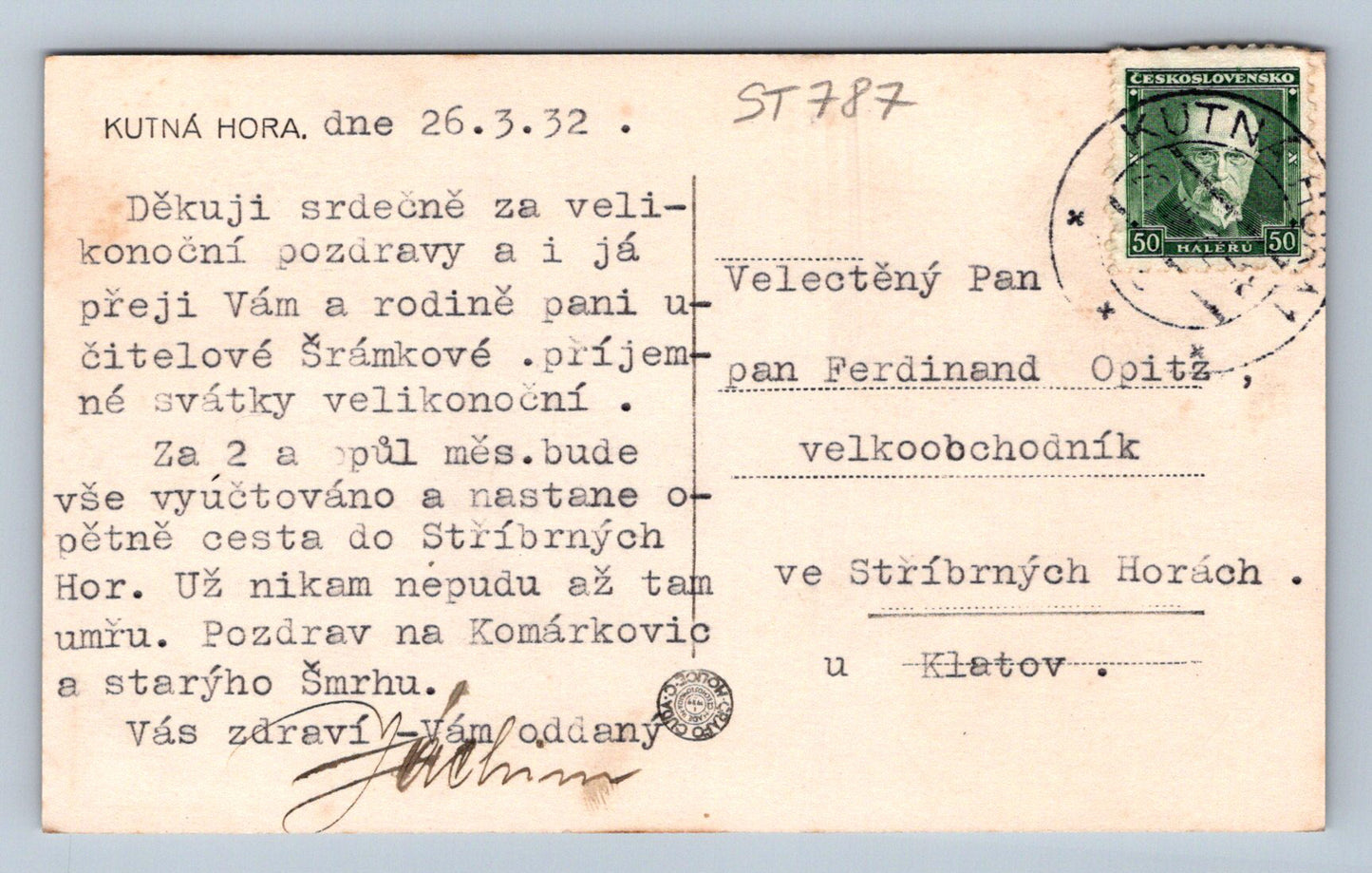 Pohlednice KUTNÁ HORA 1932 (ST787)