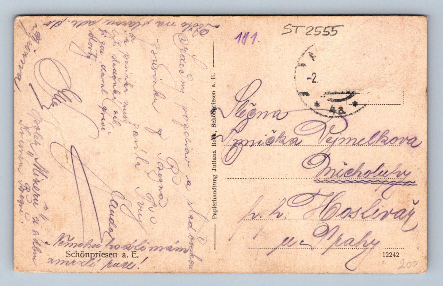 Pohlednice SCHÖNPRIESEN A. E. (ST2555)