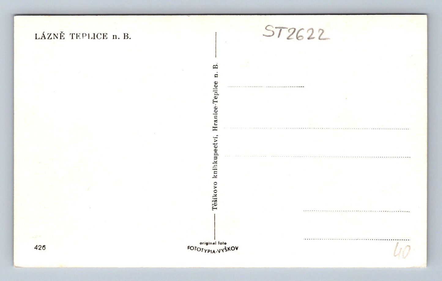 Pohlednice LÁZNĚ TEPLICE N. B. (ST2622)