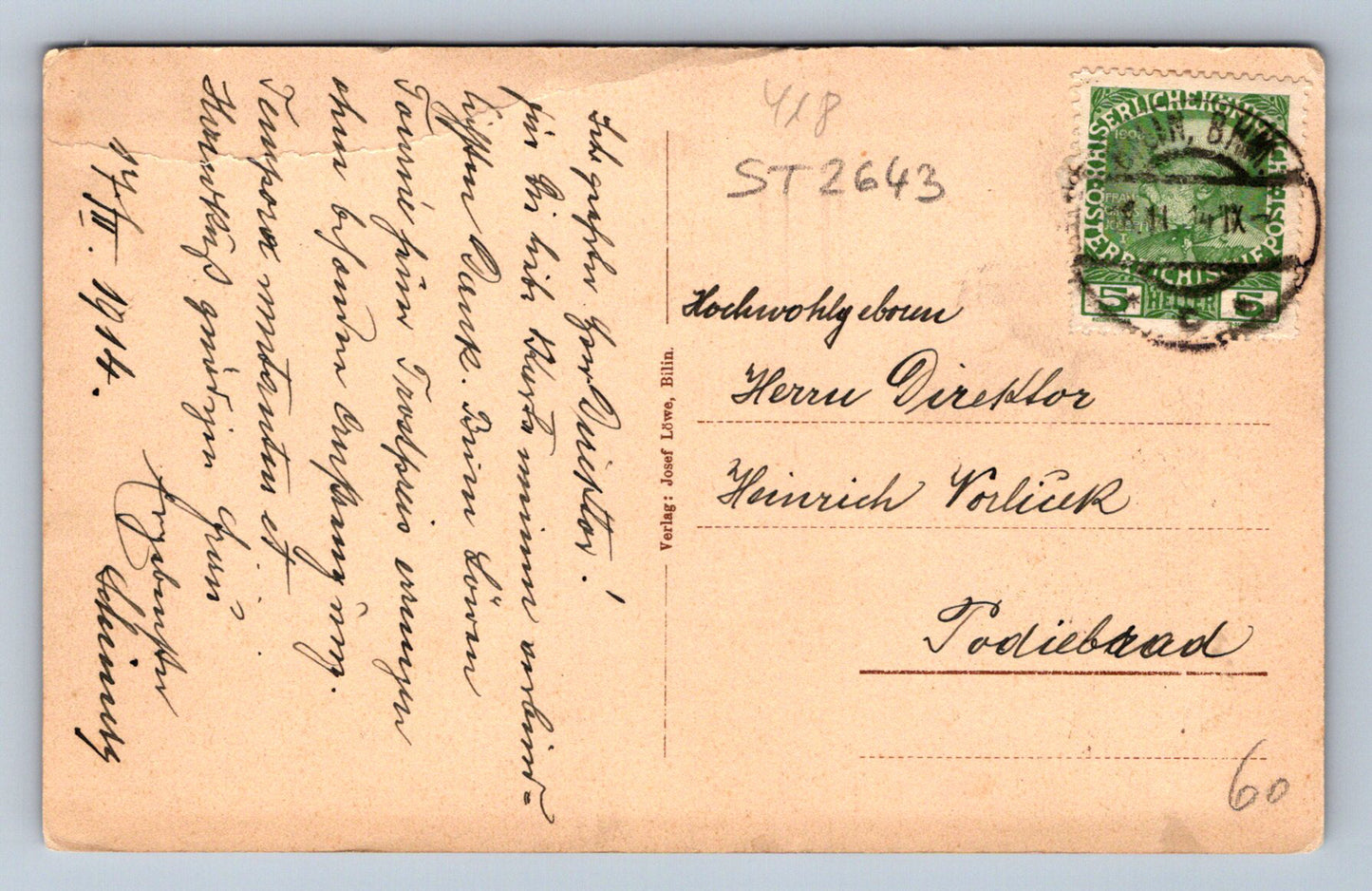 Pohlednice BILIN - SAUERBRUNN (ST2643)
