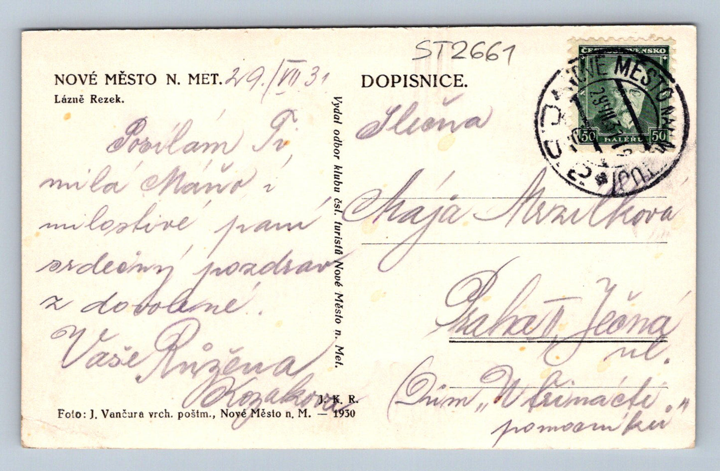 Pohlednice NOVÉ MÝTO NAD METUJÍ (ST2661)