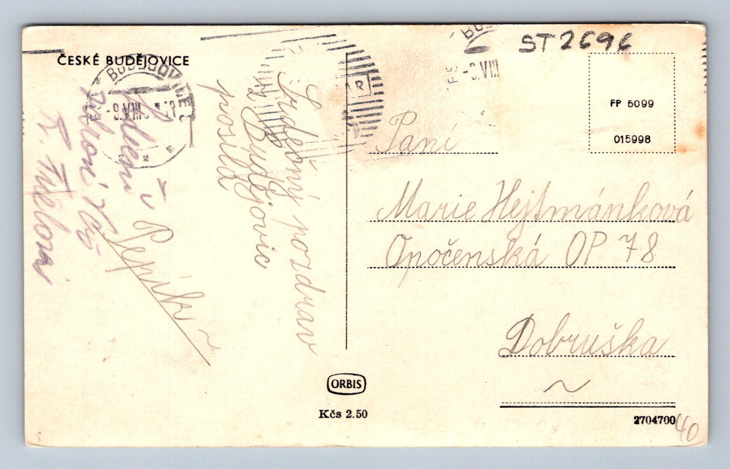 Pohlednice ČESKÉ BUDĚJOVICE (ST2696)