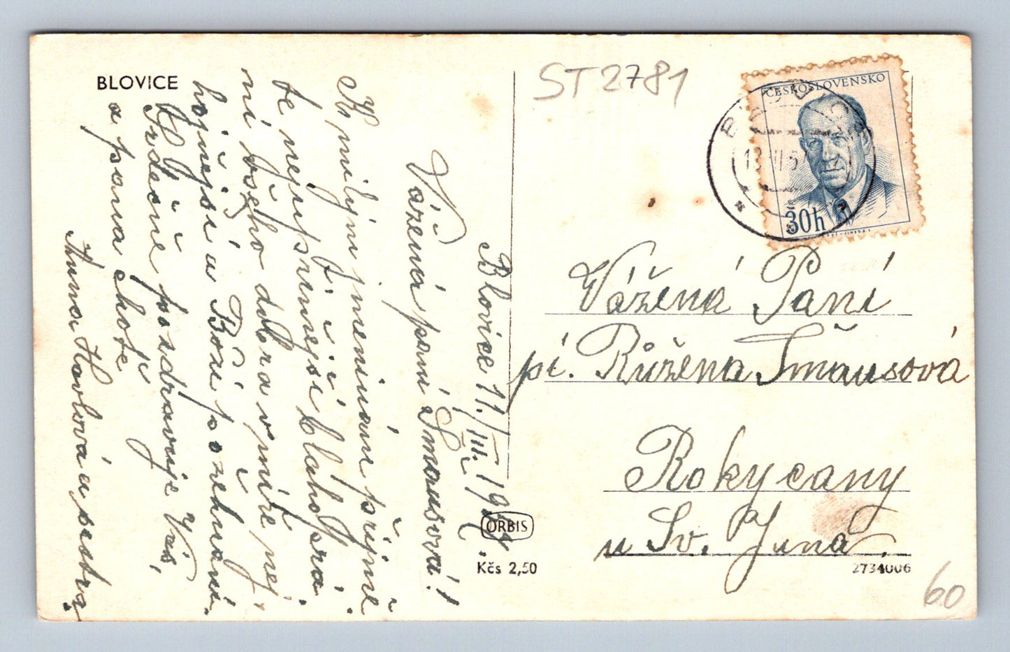Pohlednice BLOVICE (ST2781)