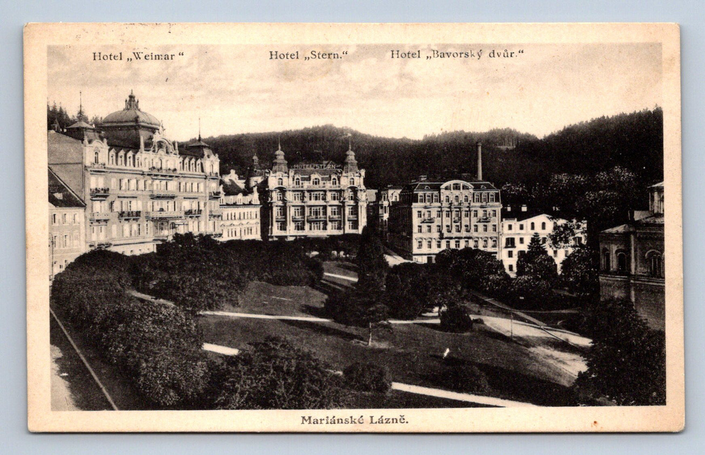Pohlednice MARIÁNSKÉ LÁZNĚ HOTEL WEIMAR, STERN, BAVORSKÝ DŮM (ST2809)
