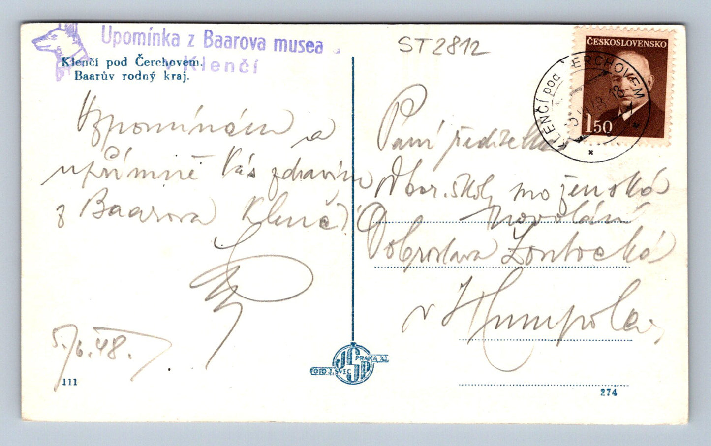 Pohlednice KLENČÍ POD ČERCHOVEM (ST2812)
