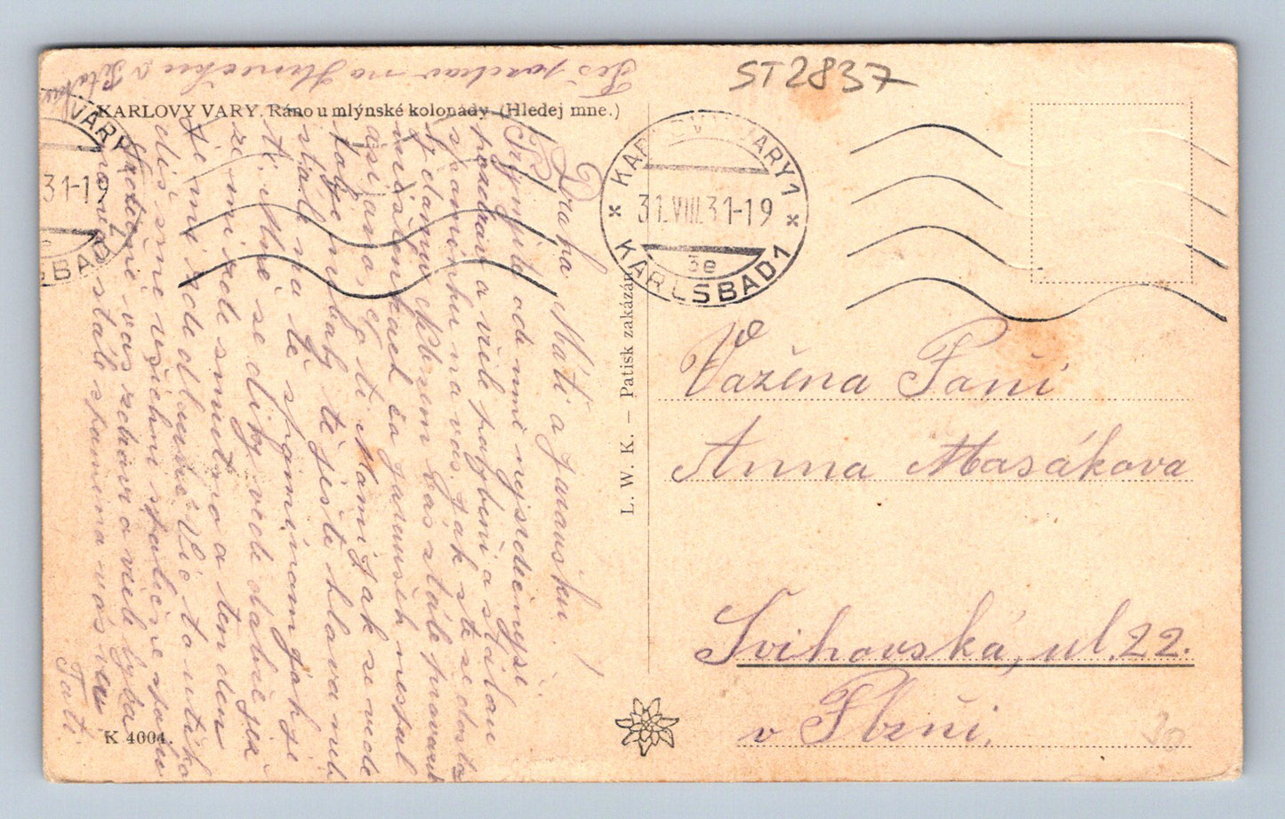Pohlednice KARLOVY VARY (ST2837)
