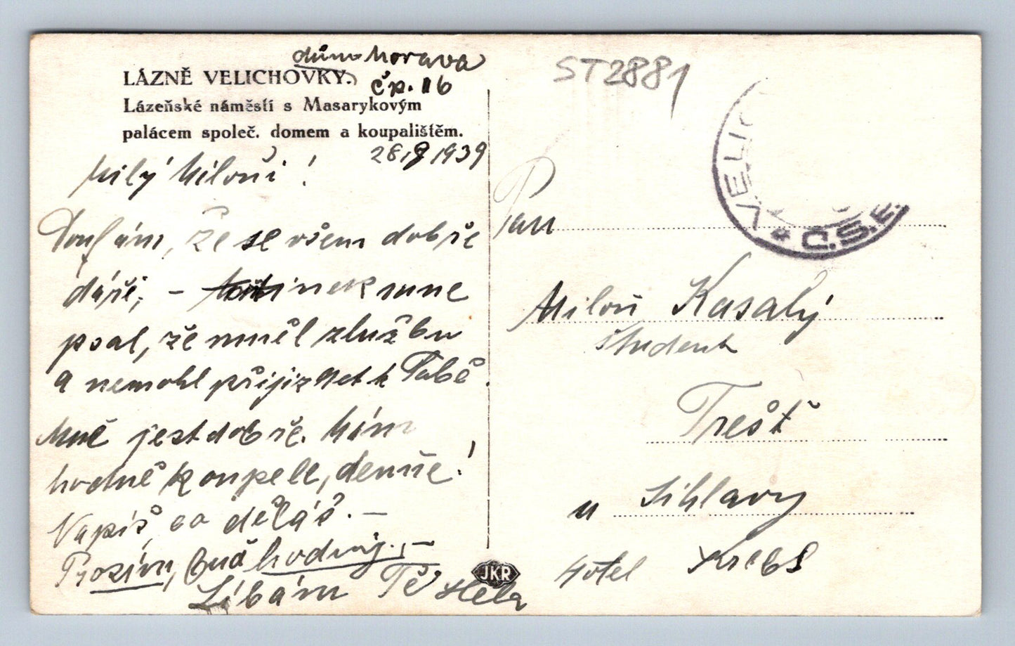 Pohlednice LÁZNĚ VELICHOVKY (ST2881)